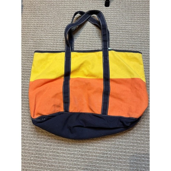 Walt Disney World Mickey Mouse Canvas Tote Bag Yellow Orange Navy Colorblock - Picture 2 of 3